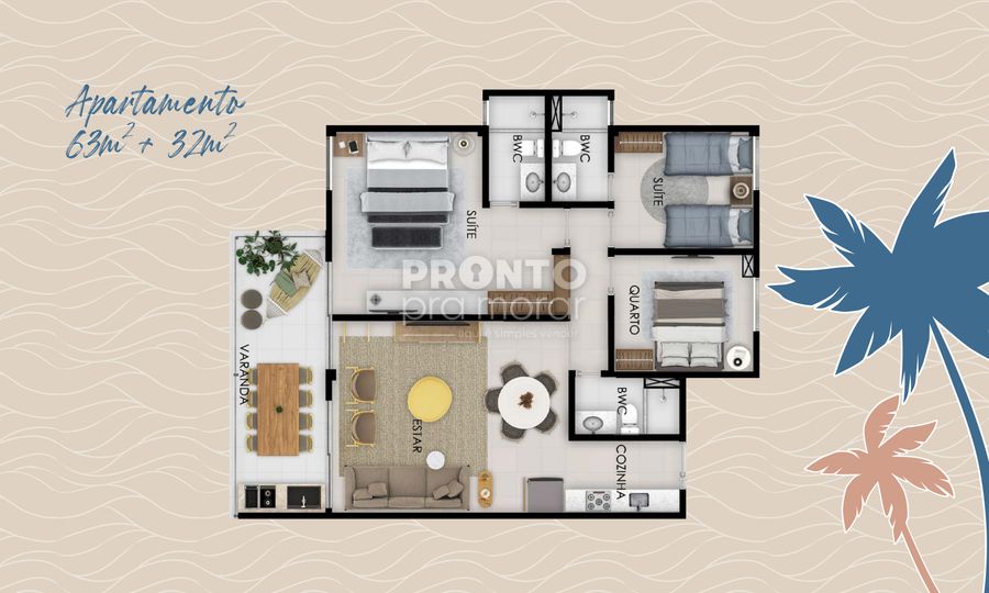 Apartamento com 2 quartos em Muro Alto - Wallace Pinto Corretor