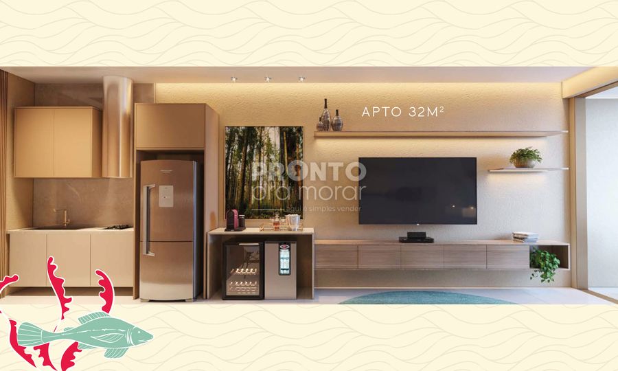 Flat com 1 quarto em Muro Alto - Wallace Pinto Corretor