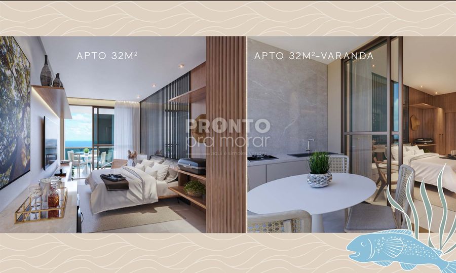 Flat com 1 quarto em Muro Alto - Wallace Pinto Corretor