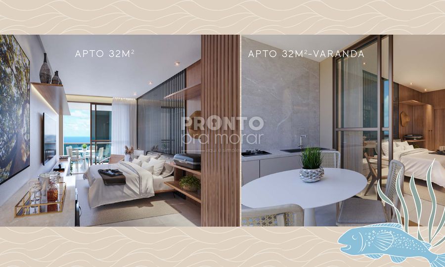 Flat com 1 quarto em Muro Alto - Wallace Pinto Corretor