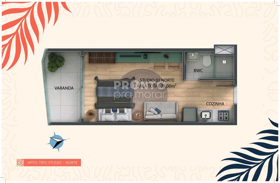 Flat com 1 quarto em Tamandare - Wallace Pinto Corretor