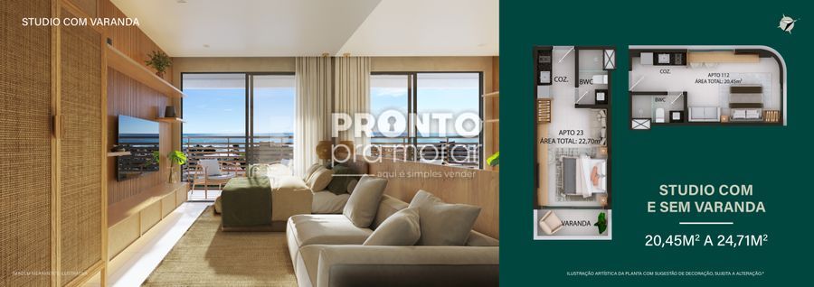 Flat com 1 quarto em Carneiros - Wallace Pinto Corretor